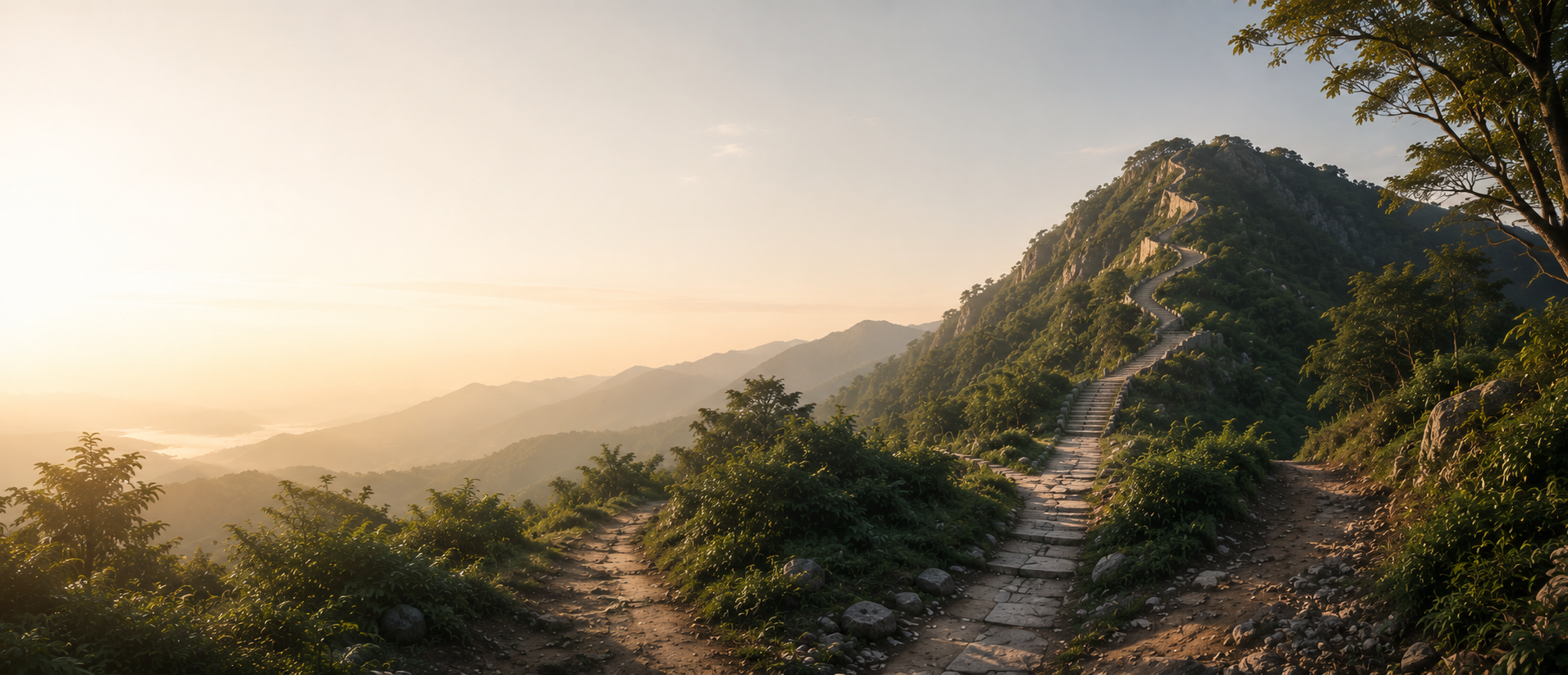 Mountain trail at sunrise representing the enterprise value assessment journey